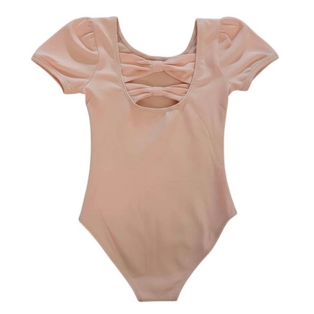 NEW Girls Ballet Leotard Size 4T Short Sleeve Bow Back Leotard Dance Gymnastics‎